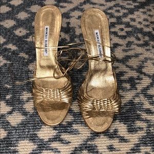 Manolo Blahnik tie up sandals size 40